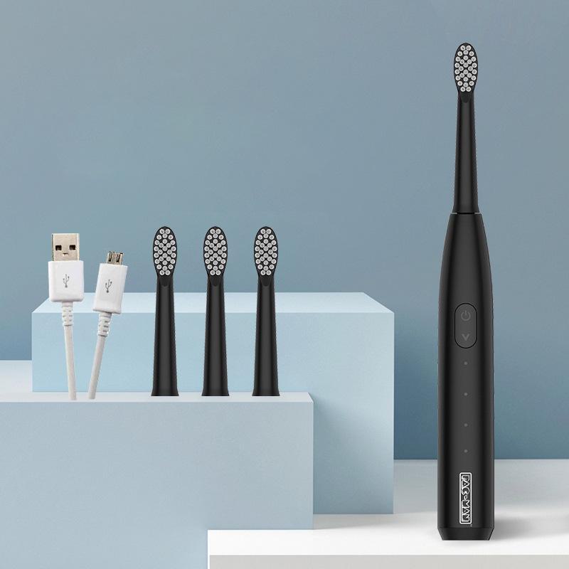 Jian Elektrisches Zahnbürstenset: Wiederaufladbare Schallzahnbürsten für Erwachsene und Paare, Schwarz und Weiß – Kostenloser Versand