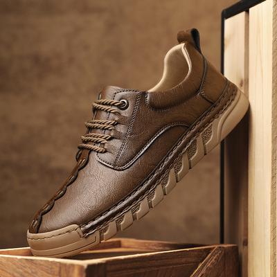Non-slip Mens Leather Business Shoes Solid Color Man Sneakers Stylish Walking Shoes Trainers Comfortable Treking Footwear Flats