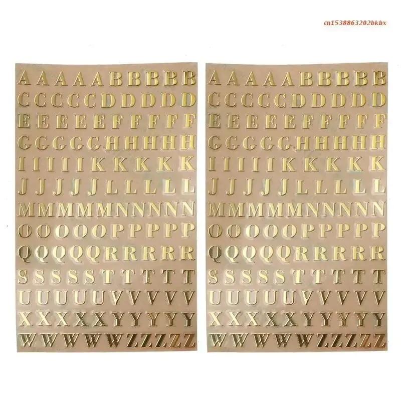 2 Pièces Métal 26 Mini Autocollants Décoratifs Alphabet Or Argent Résine Époxy Remplissage Pour Moules Silicone DIY Fabrication Artisanale Remplissages
