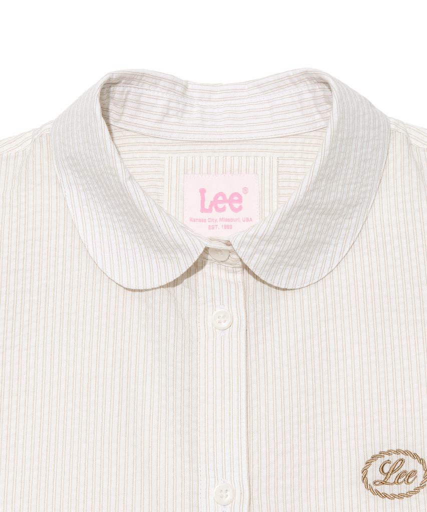LEE Women Seersucker String Short Sleeve Shirt Beige