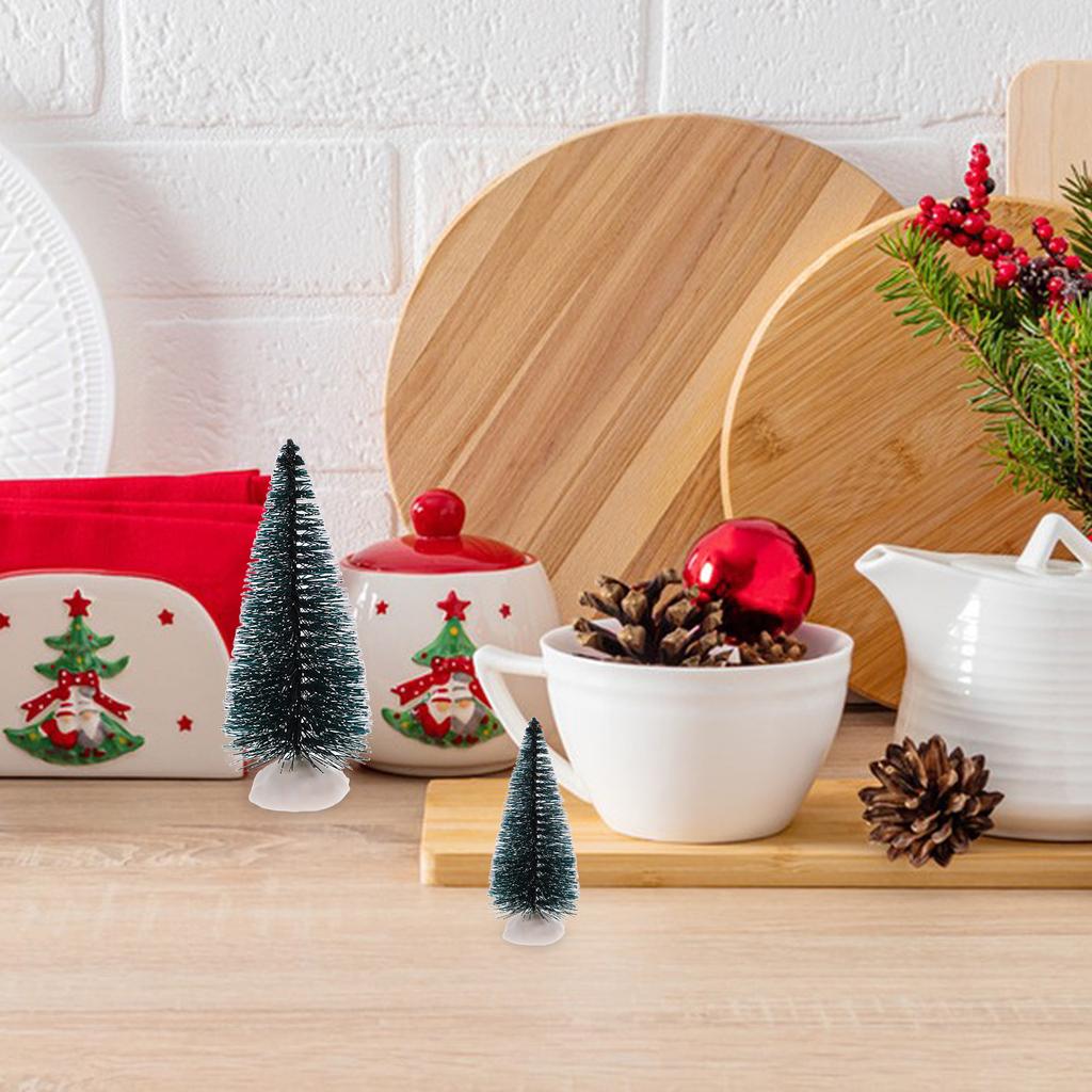 10 Pcs Simulated Christmas Tree Home Table Decor Mini Pine Decoration Dark Green
