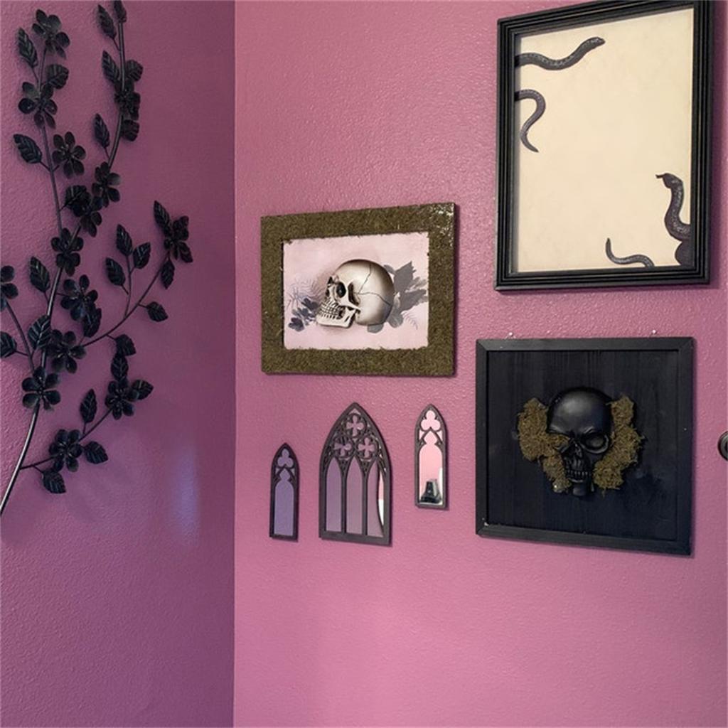 Vintage Styles Gothic Wood Framed Arched Cathedral Window Wall Mirror 3Pieces Set Wall Decors for Classical Interior