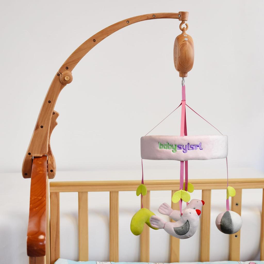Let's Make Mobile Arm, Wood Grain Design, Plastic, Clip-on Design, Non-Slip, Compact, Perfect for Pregnancy, Soothing, and Crying (Brown)