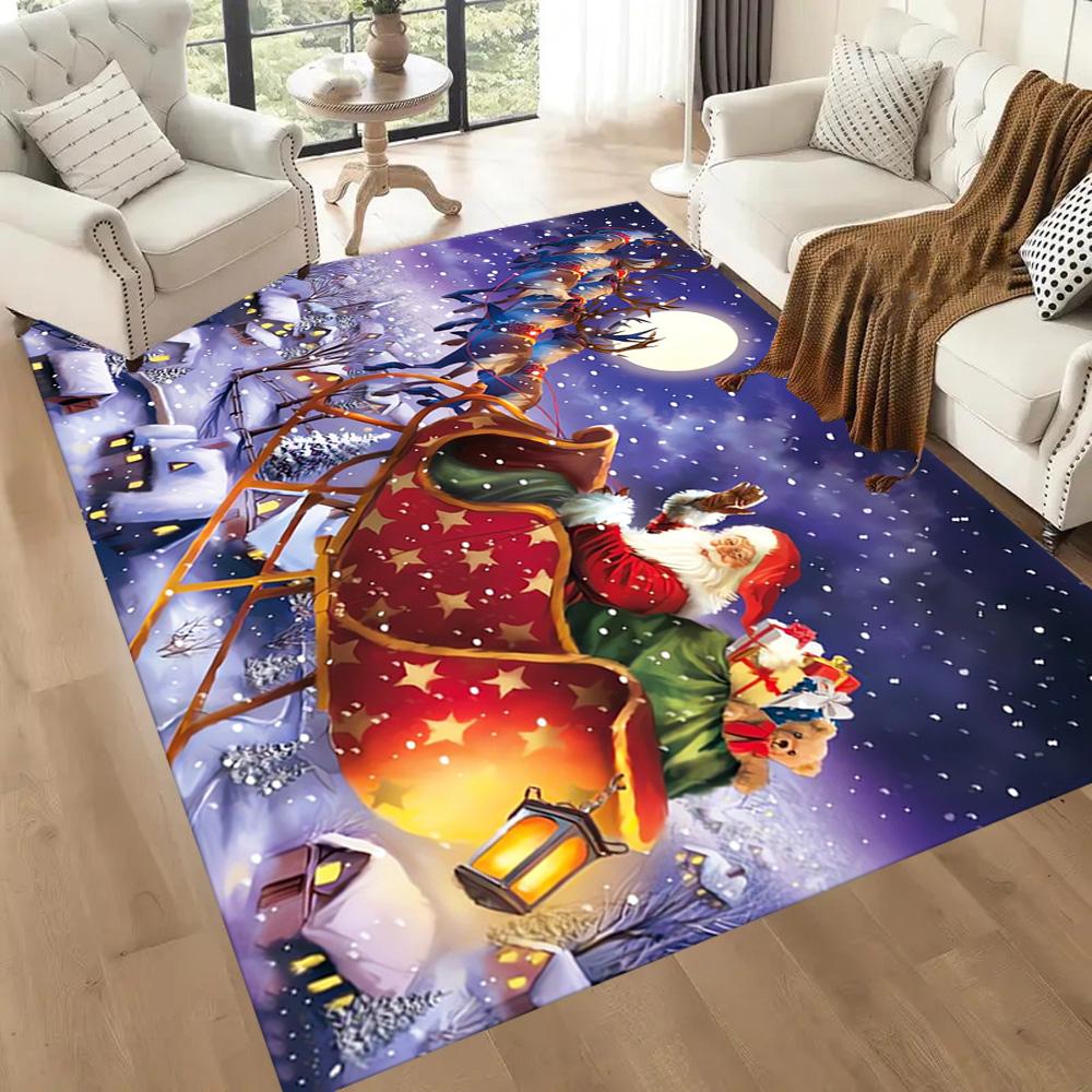 Christmas Santa Claus Delivery Floor Mats for Living Room, Bedroom and Room Decoration Are Suitable for Gifts.