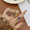 Cute Enamel Insect Rings Colorful Sparkling Rhinestone Ladybug Beetle Ring Punk Y2K Jewelry Gift For Women