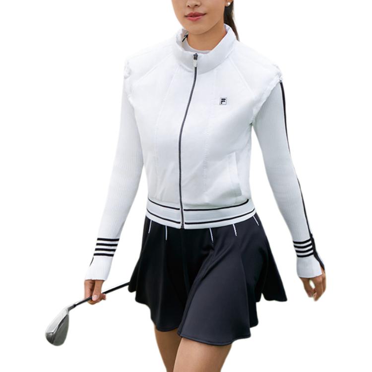 FILA Golf Series Line Stand Collar Casual Down Vest Women vest Jade-White A11W315905FWT
