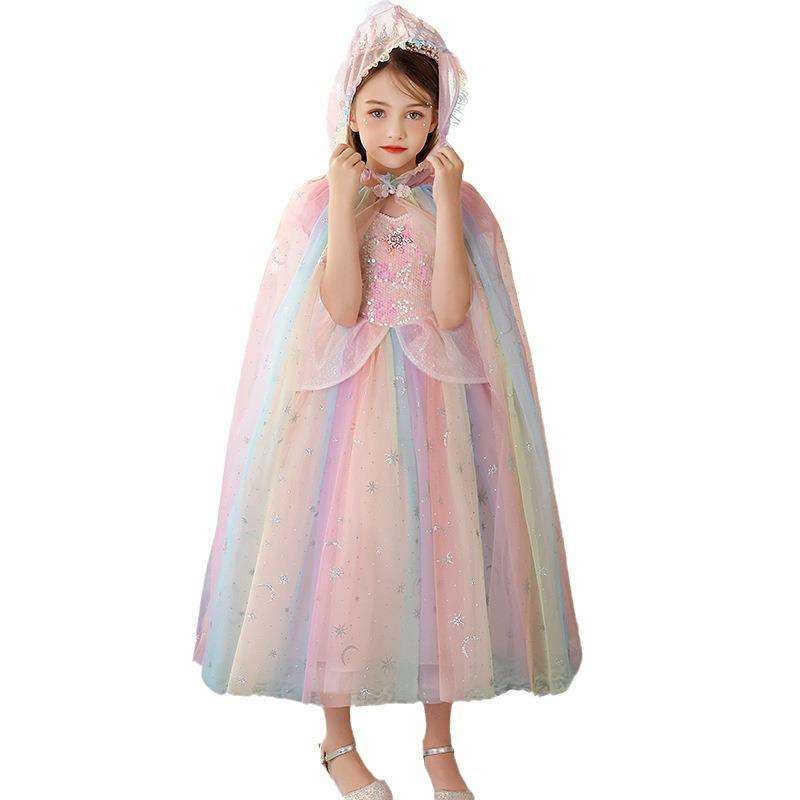 Elsa Cape Shawl: Kids' Festival Birthday Outfit & Performance Costume for June 1st Children's Day