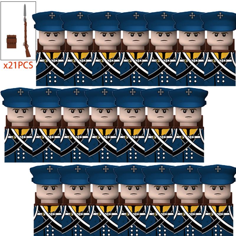 Военные средневековые прусские силезские егеря гвардии гренадерские рыцари солдатские фигурки армейские строительные блоки оружие кирпичные игрушки