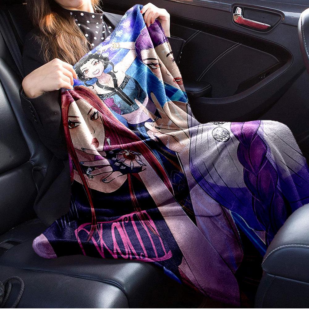 K-POP Anime Girls Group  Four Seasons Soft Warm Blanket  All-Season Thick Knit Polyester Bedspread for Bed, Camping, Travel  Perfect Gift
