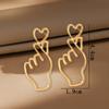 Niche Personality Design Sense Temperament Simple Heart Earrings Women's Fashion Retro Small Hand Love Stud Earrings