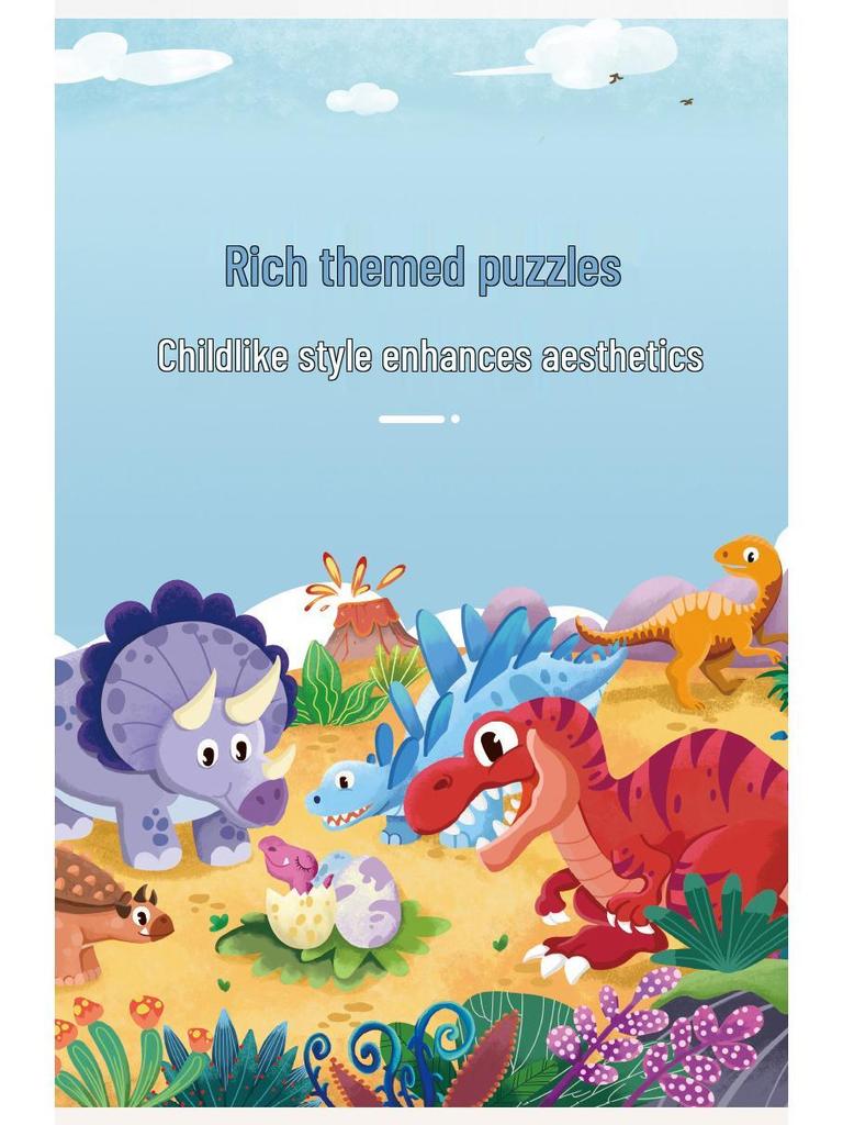 Educational Dinosaur Cartoon Jigsaw Puzzle for Kids Ages 3-6 - Boxed Flat Toy