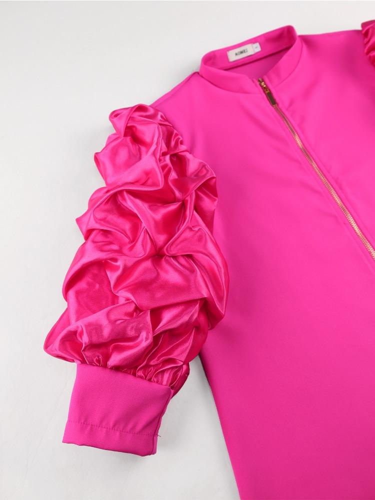 Elegantes Damenhemd Colorblock Blusen Umlegekragen Lange Ärmel Knöpfe Taschen Patchwork Büro Damen Business Afrikanisch