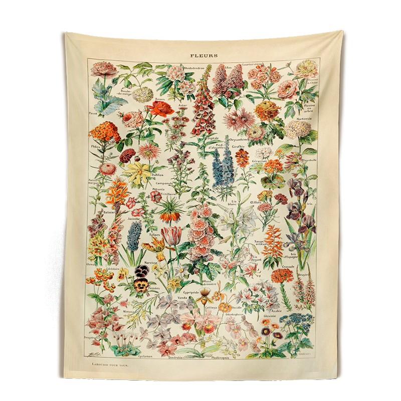 VIKAMA French Vintage Flowers and Vines Decorative Tapestry Home Living Room Bedroom Decorative Background Cafe Study Tapestry
