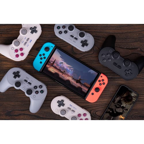 8BitDo Pro 2 Bluetooth Controller for Switch, Hall Effect Joystick Update, Wireless Game Controller for Switch, PC, Android, Steam Deck & Apple (Gray)