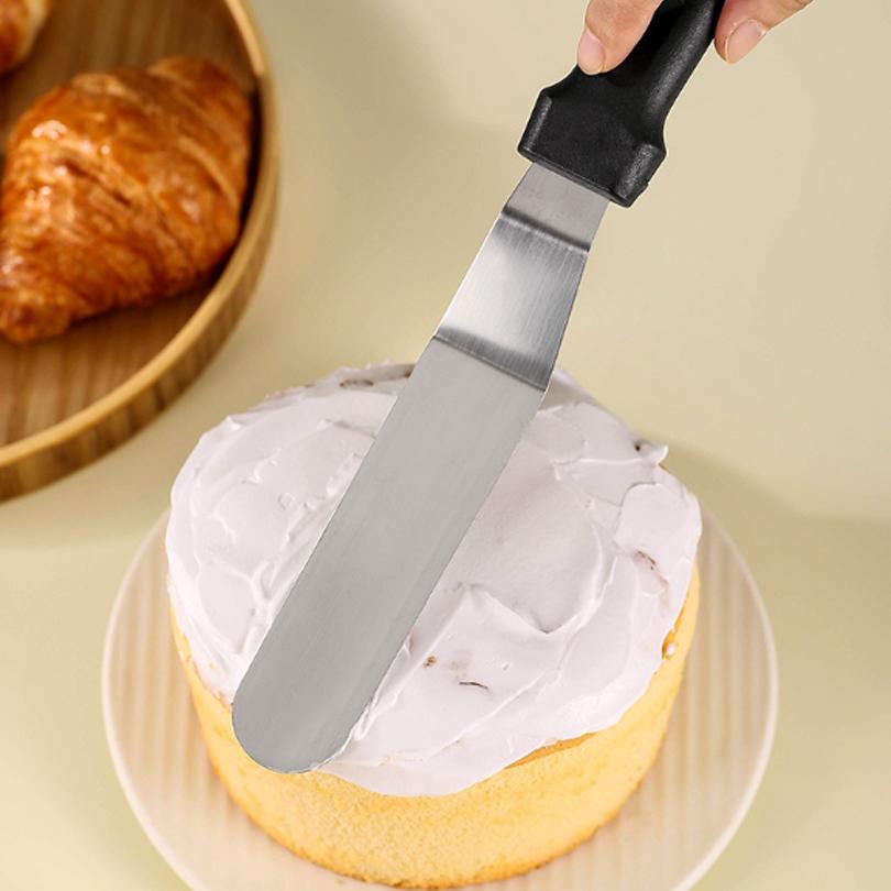 Stainless Steel 6 8 10 Inch Angled Offset Spatula Plastic Handle Thickened Curved Frosting Tool Professional Baker
