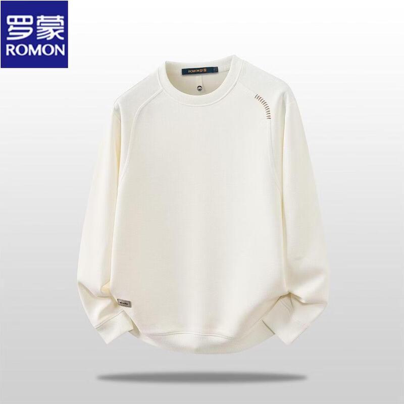 Romon Men s Retro Patchwork Round Neck Casual Sweatshirt 3XL