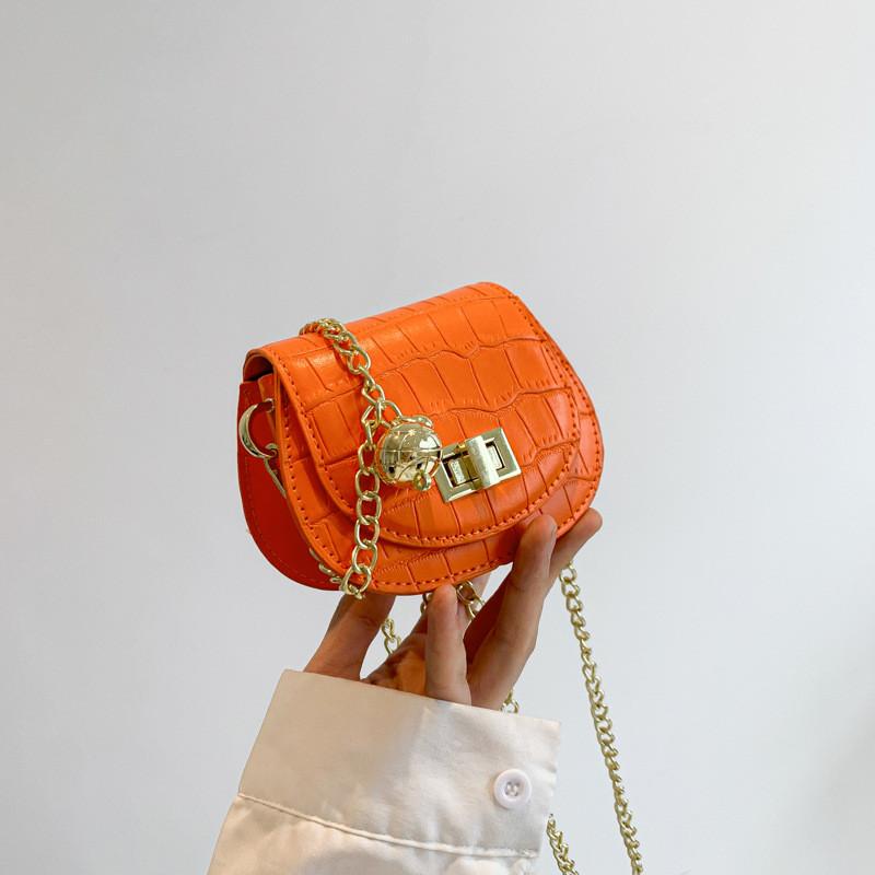 Trendy Mini Crossbody Saddle Bag For Women Stylish Pu Leather Casual Purse оранжевый