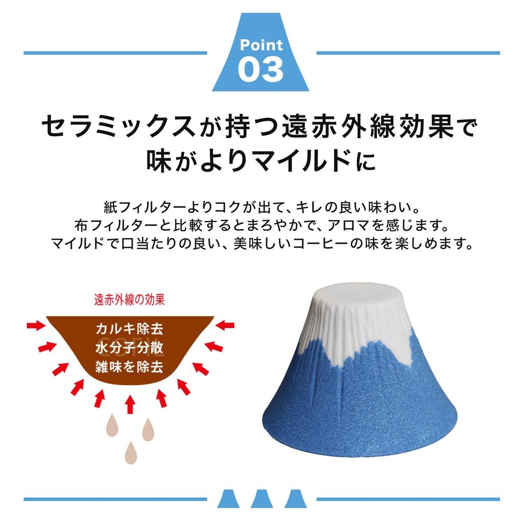 COFIL Fuji Coffee Dripper Filter, Ceramic, Original Stand Included, Hasami Ware Coffee Filter, Paperless Drip, Coffir Blue