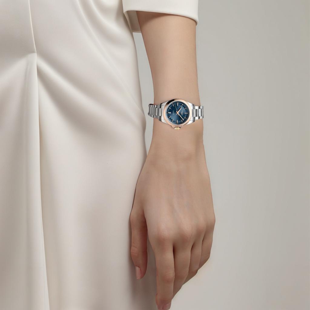 LONGINES Concas Yuedong series automatic mechanical movement 100 meters fashionable Swiss watch 30mm blue dial stainless steel strap L3.320.5.92.6