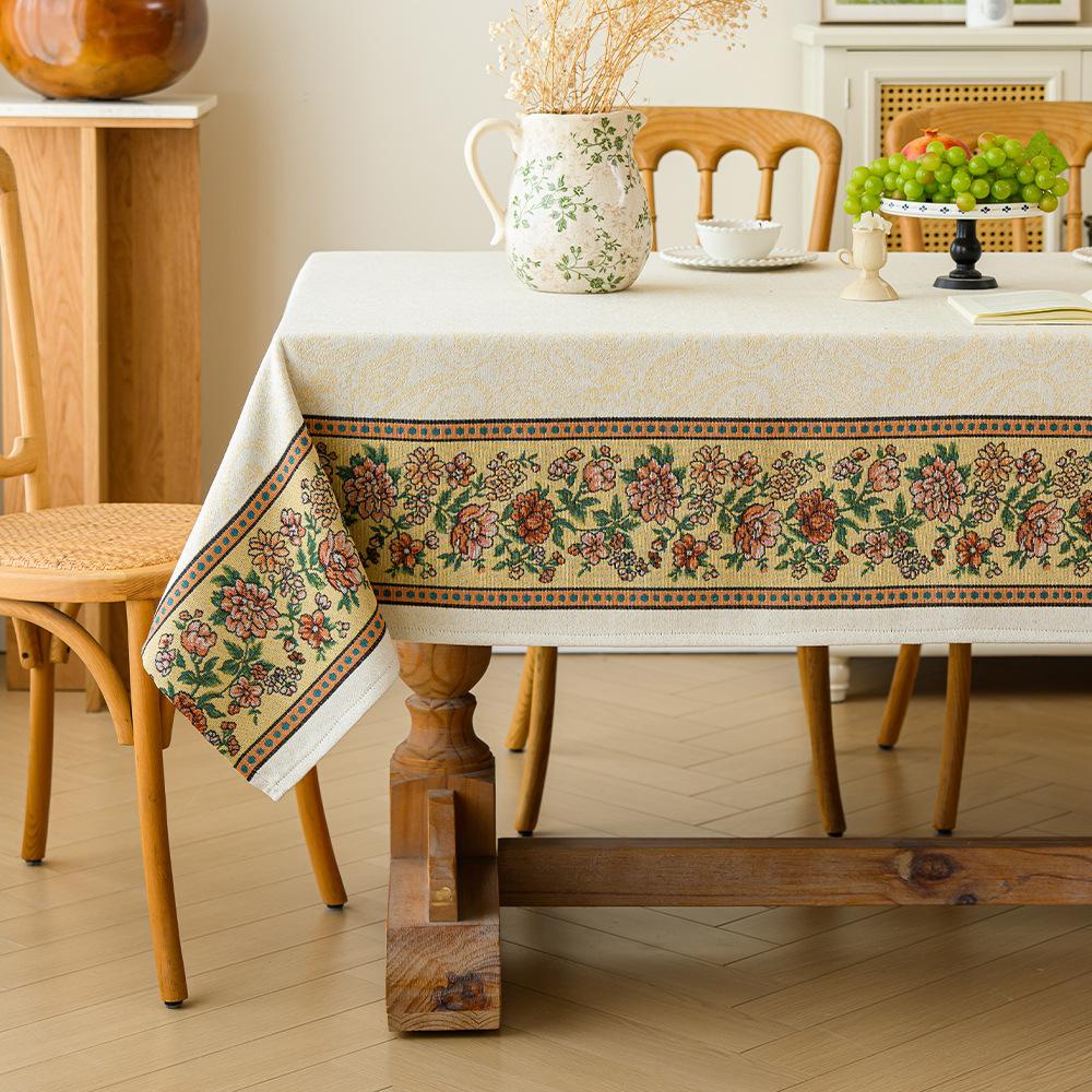 Thickened Classical Ethnic Retro Pattern Rectangular Tablecloth Household Dining Table Cloth Living Room Coffee Table Cover Towel