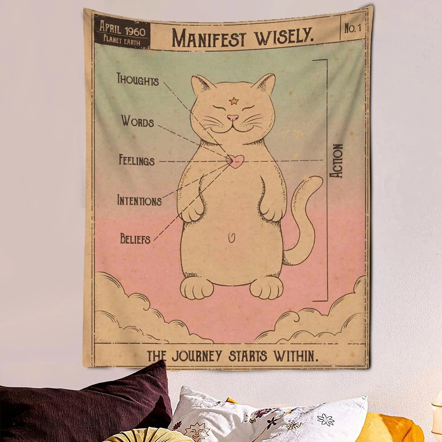 Kawaii Comic Dream Cat Card гобелен милый настенный декор художественное одеяло занавеска — фото 11