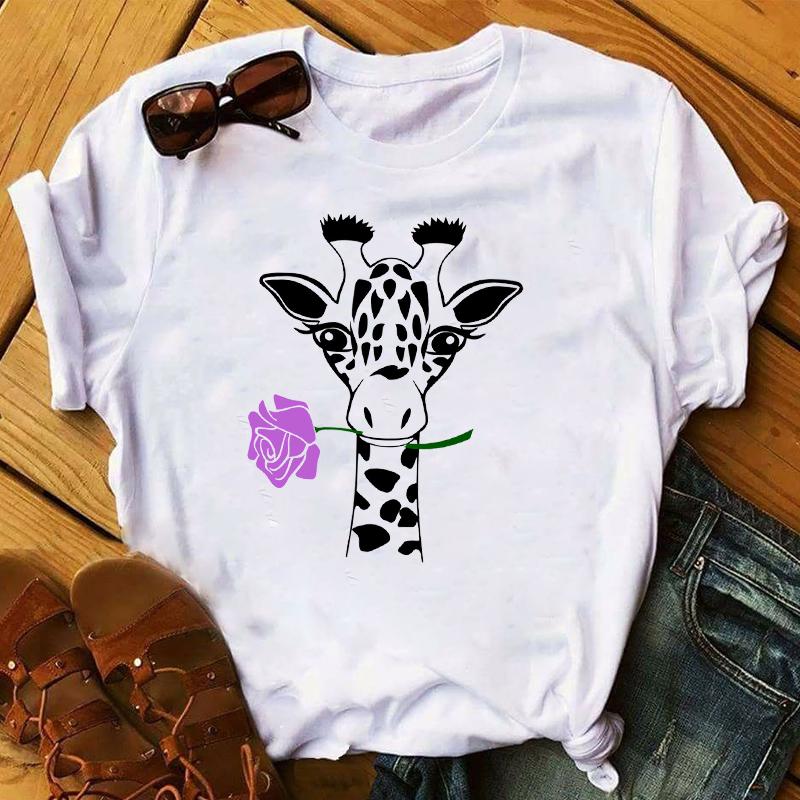 Summer 2025 Fashion Leopard Flower Sweet Love You Lady Ladies Womens Tee T-Shirt Graphic Female Valentine's Day Top T Shirt Gift