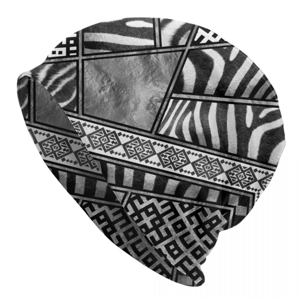 Leopard Fur Ethnic Tribal Geometric OrnaUnisexts Skullies Beanies Caps Winter Knit Hat Adult Animal Leather Texture Bonnet Hats