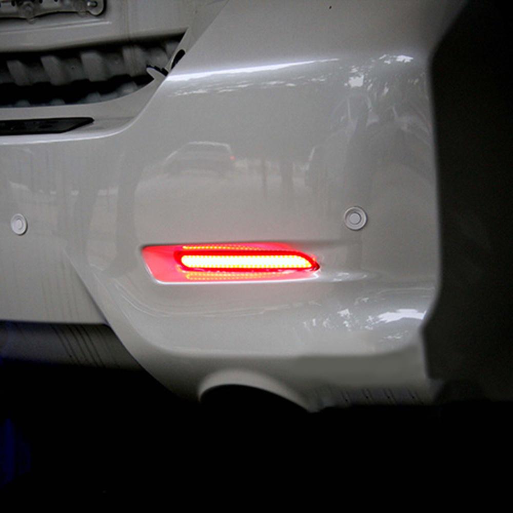 2Pcs Car Red Lens Led Rear Bumper Reflectors Brake Fog Warning Light Taillight