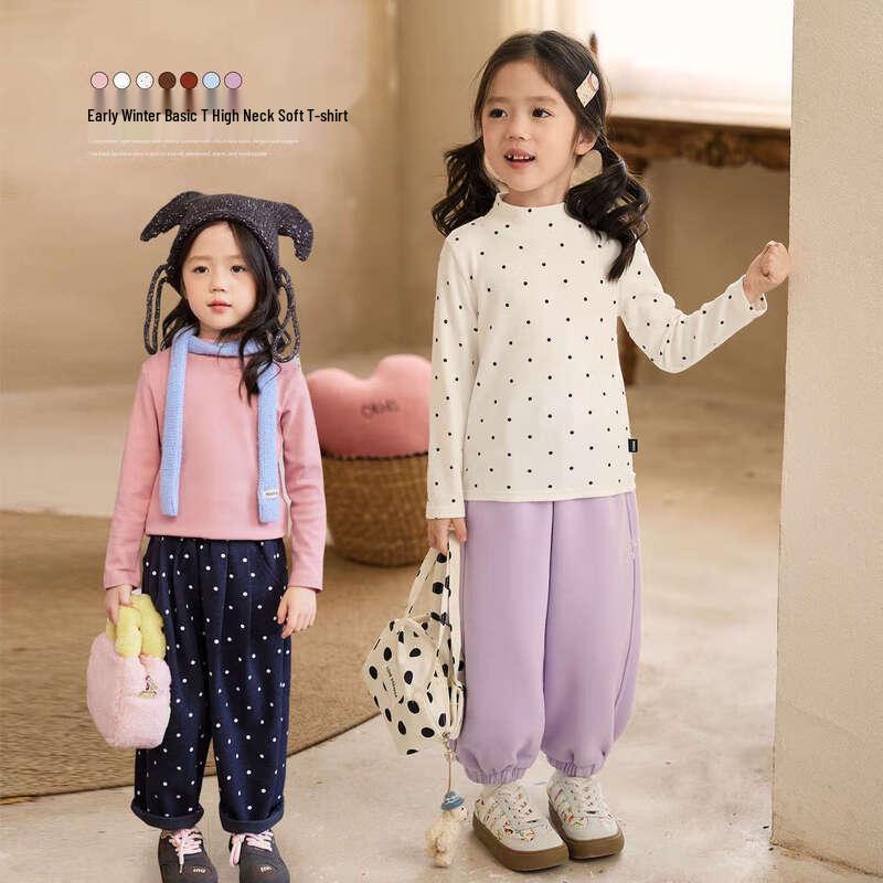 LUSON Okids Мягкая футболка с длинным рукавом в горошек для девочек 110