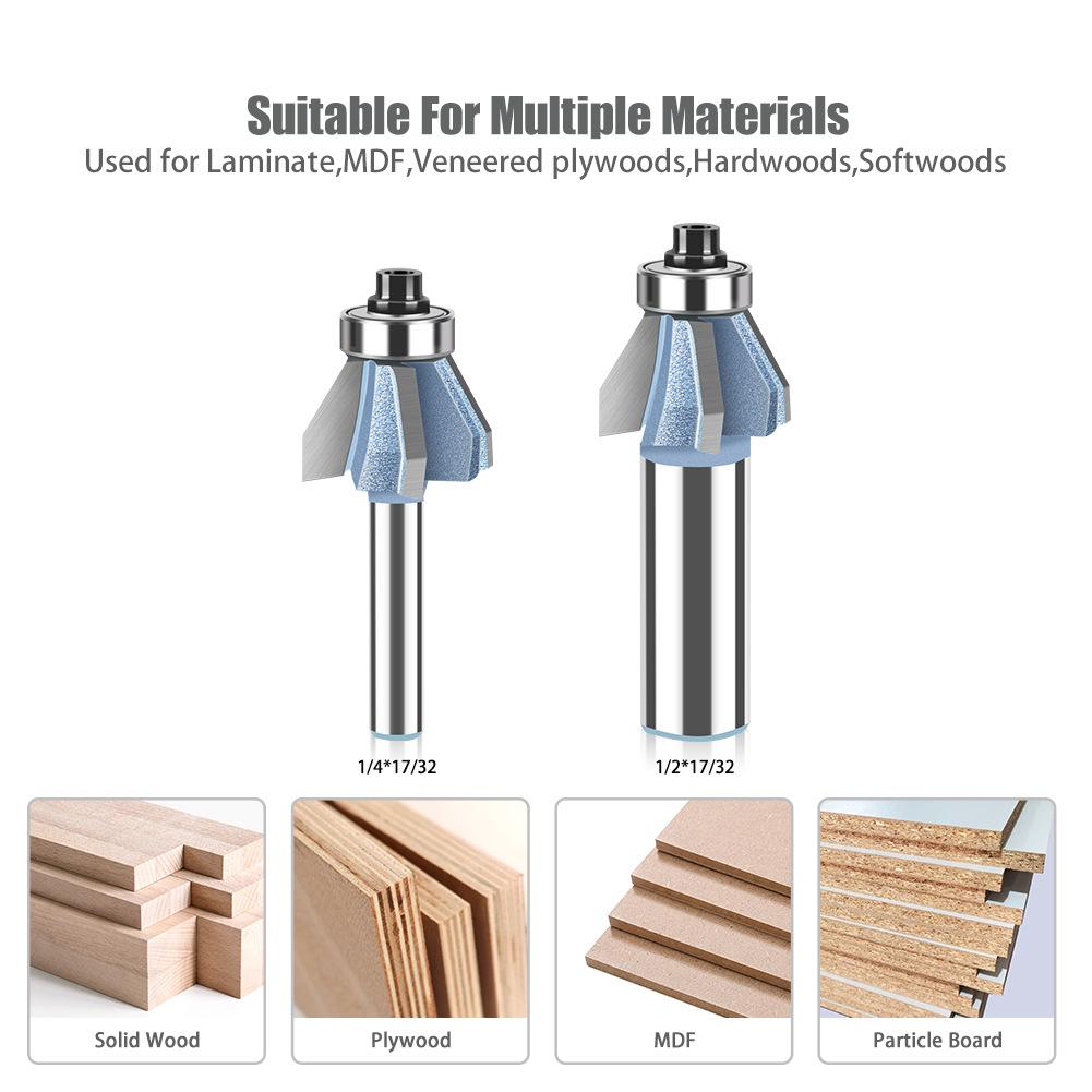 60 Degree 1/4 Shank 1/2 Shank Four-edge Bevel Cutter Industrial Grade Trimming Cutter Tungsten Steel Alloy Cutter Head Edge Banding Milling Cutter
