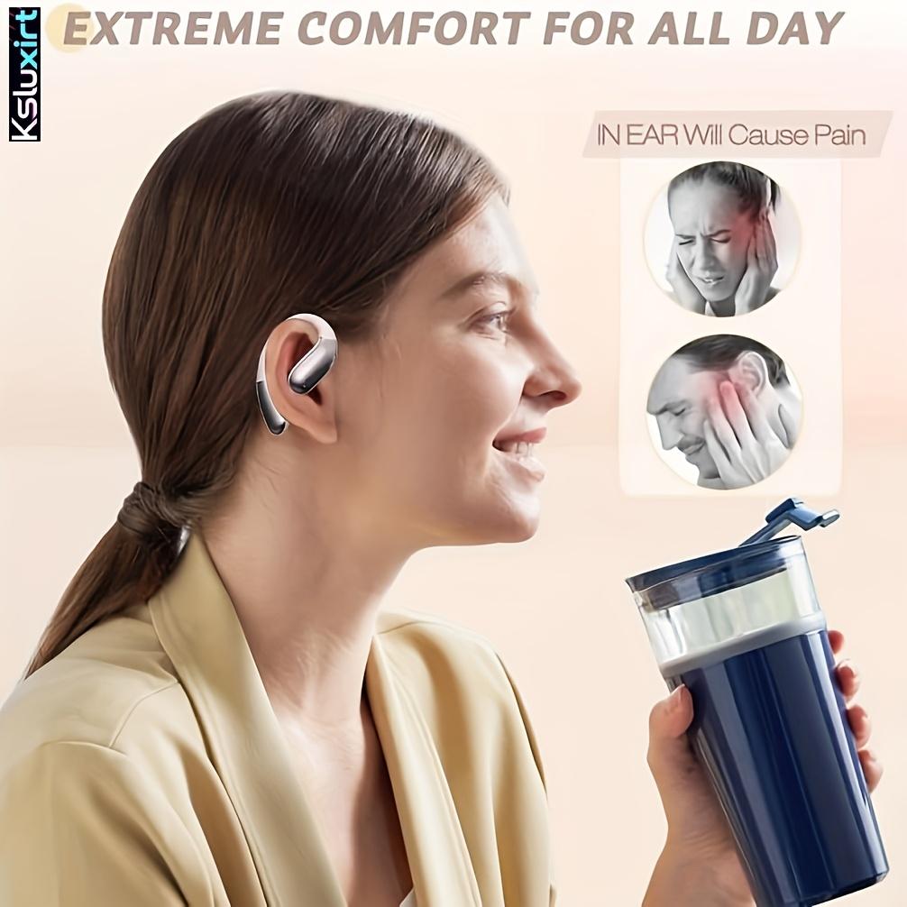Ksluxirt ear mounted wireless Bluetooth headset, high fidelity sound, 56 hours of playback, IPX4 waterproof, safe fit, all-day comfort