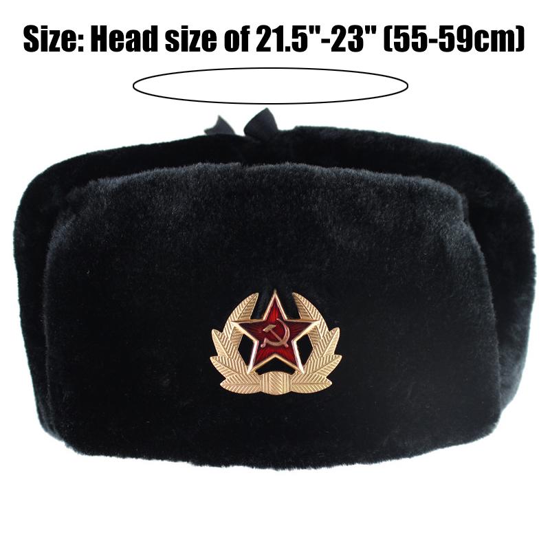 Stalin Rabbit Hat Buy Soviet Army Military Badge Russia Bomber Hats Pilot Trapper Trooper ...
