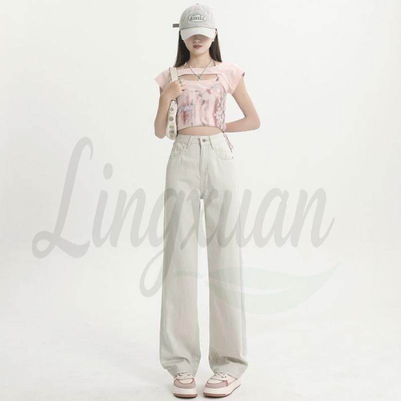 2026 Summer Lyocell Tencel High-Waist Wide Leg Slimming Jeans for Women XL