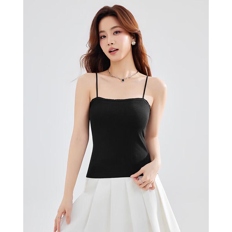 

IEF Women s Lace Trim Tank Top with Built-in Bra One Size