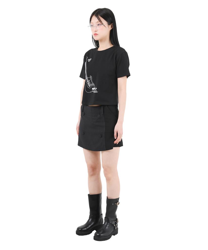 Catharsis Mini Skirt Pants Black Pinstripe One Size