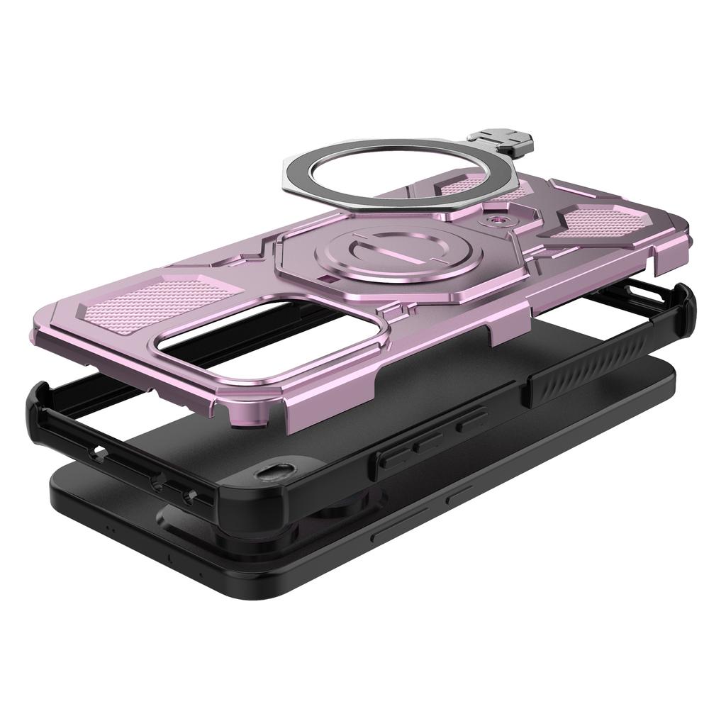 For Oppo Reno13 Pro 5G Magnetic Case Rotating Metal Kickstand PC+TPU Phone Back Cover