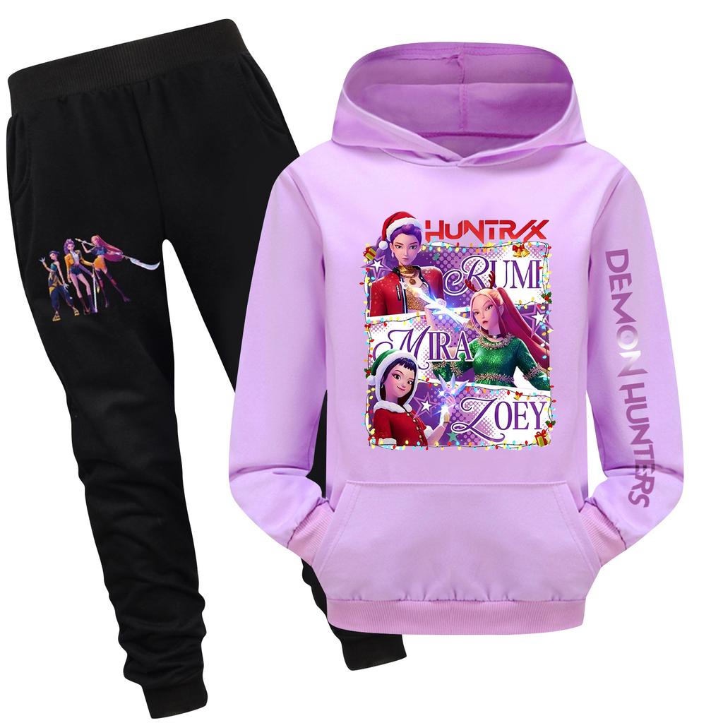 Children's Hooded Top And Pants Two-piece Tracksuit Set Long-sleeved Printed Sweatshirt Set