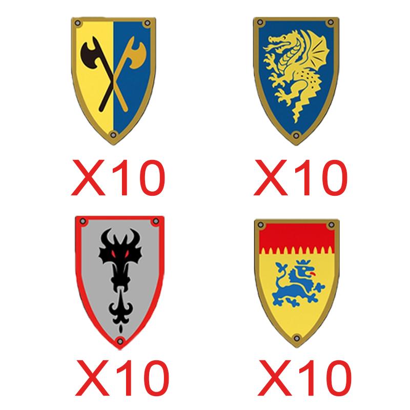 MOC Mittelalterliche Bausteine Charakter Ritter Krieger Zubehörset Helm Schulterrüstung Schild Bogen Pfeil Stein Geschenk Spielzeug X022