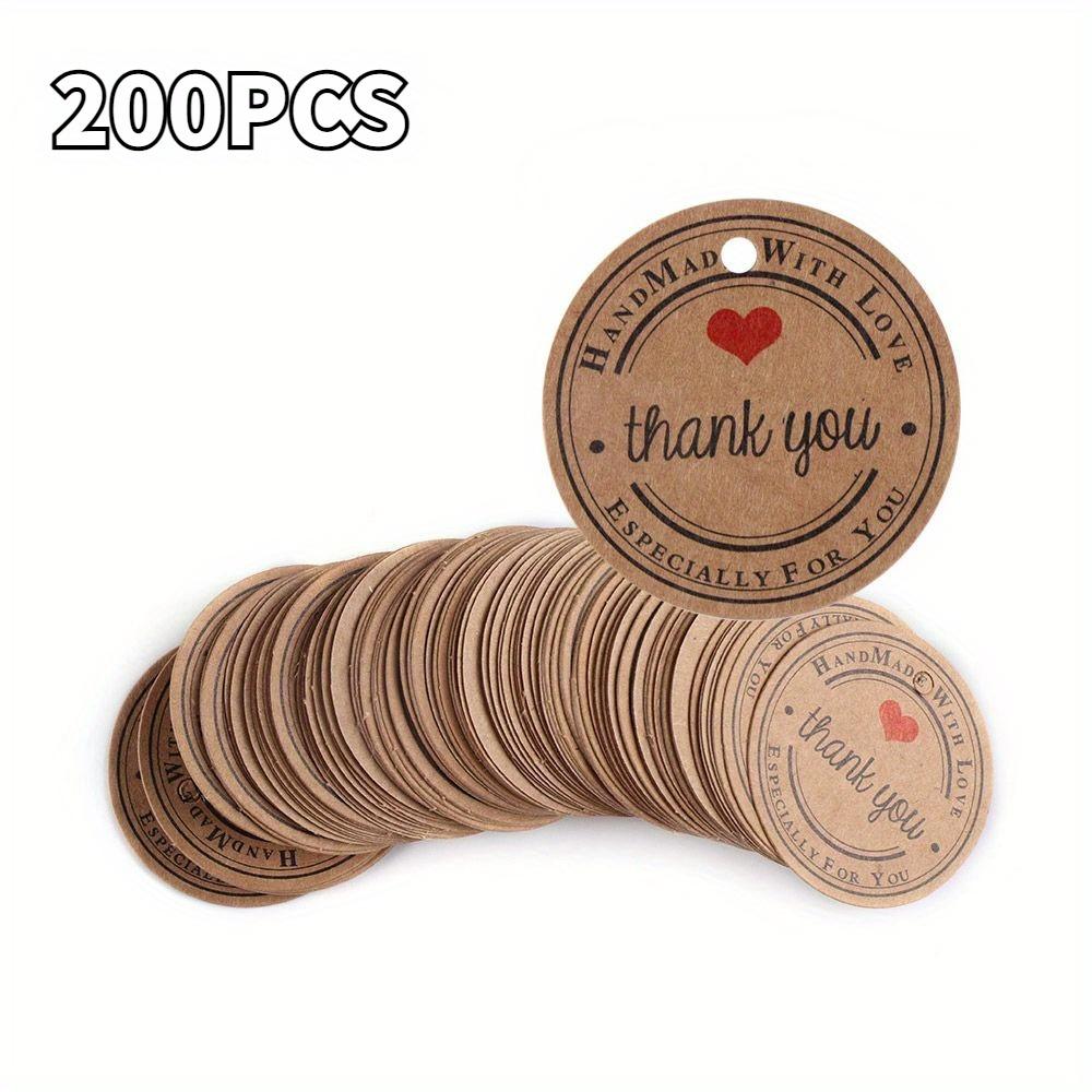 200PCS Labels Thank You Handmade Hang Tags Gift Bag Hang Tags Candy Boxes Price Kraft Paper Label Packaging Wishing Bottle Craft