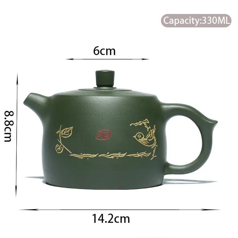 330ml Yixing Famous Purple Clay Teapots Handmade Tea Pot Raw Ore Green Mud Beauty Kettle Chinese Zisha Tea Set Exquisite Gifts