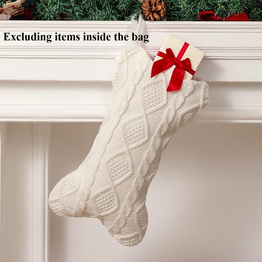 Knit Christmas Stocking, Bone Shape Dog Stocking, Festive Holiday Decor for Home & Kitchen, Christmas Tree Decoration Gift Bag.