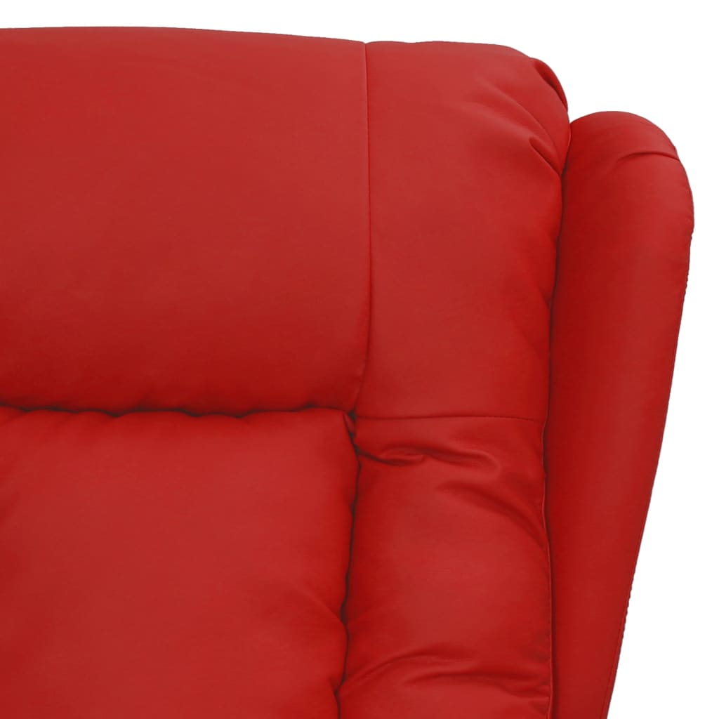 Recliner Chair Burgundy Synthetic Leather