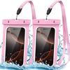 Set of 2 Waterproof Case for iPhone 16e/16 Pro Max/15 Pro/15 Pro Max/14 Plus/13 12 11 XR XS SE 8 7 6, IPX8 Touch Sensitive - Pink