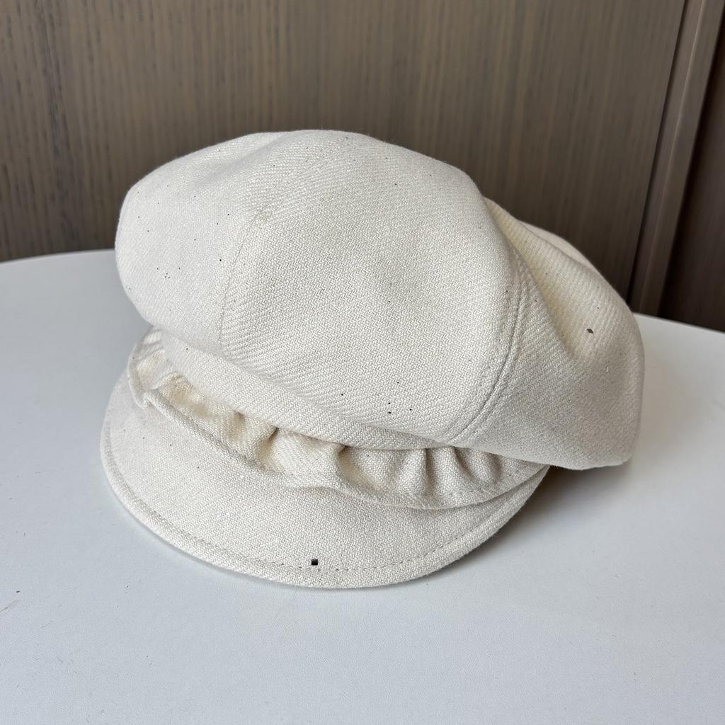 Sweet lace pleated sequined woolen octagonal hat female winter retro age reducing painter hat showing face small bud hat