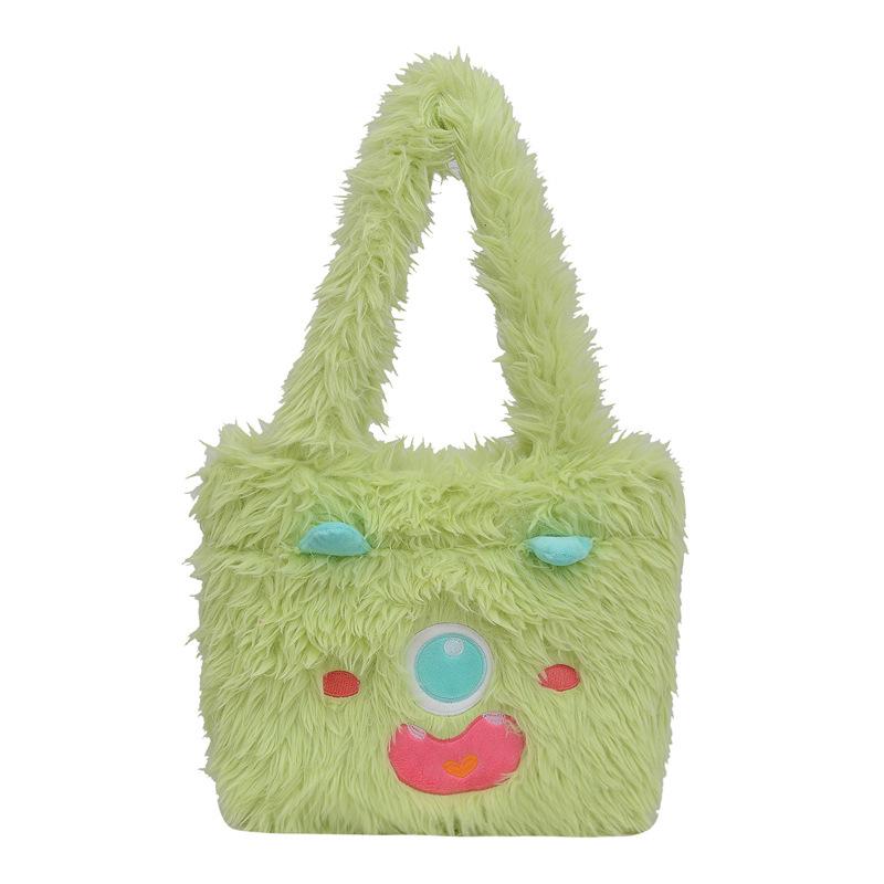 New Cute Little Monster Plush Bag Girl Heart Shoulder Handbag Large Capacity Cartoon Student Bag Messenger Bag
