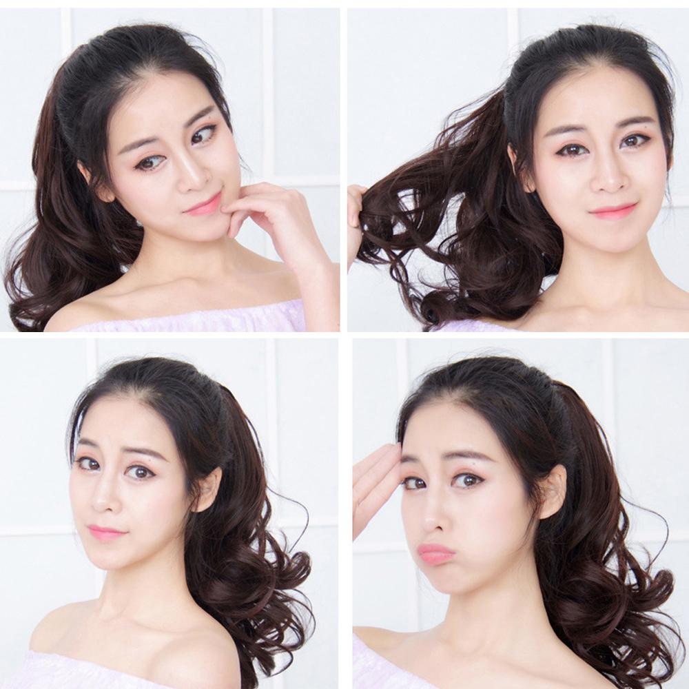 Ponytail Extension Claw Mid-length Curly Wavy Natural Soft Clip Wig for Women & Girls Invisible Synthetic Hairpieces
