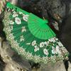 Pocket Fan Handheld Vintage Style Bright Color Exquisite Pattern Fine Workmanship Ultralight Collapsible Cloth Retro Chinese Folding Photography Prop