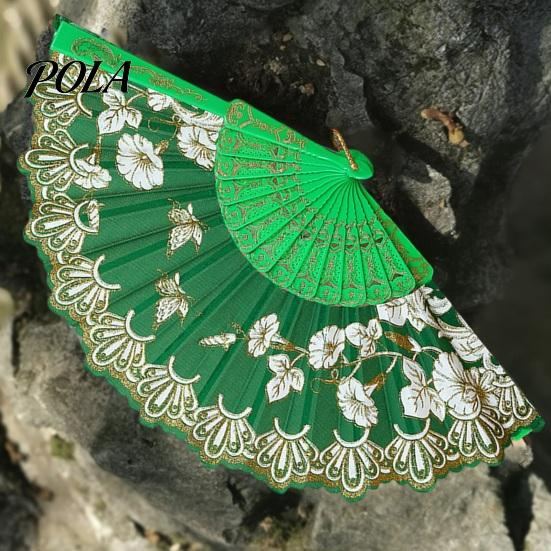 Pocket Fan Handheld Vintage Style Bright Color Exquisite Pattern Fine Workmanship Ultralight Collapsible Cloth Retro Chinese Folding Photography Prop