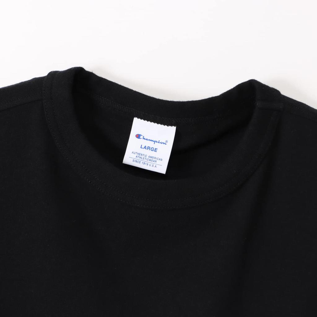 Champion Basic Long Sleeve Size Crew Embroidered Script Men's T-Shirt, Black, XL, 100% Cotton, Neck, Logo, C8-W420Z