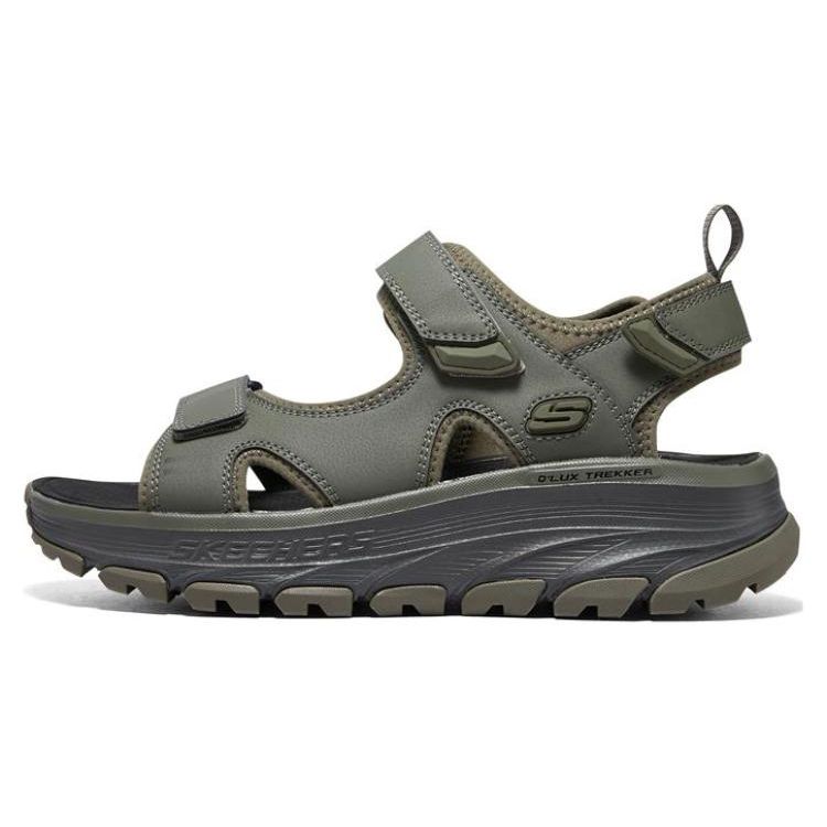 Skechers Men's Green Dlux Trekker Sandal Outdoor Casual Lightweight Shock Absorbing Sports Sandals Sandals Olive- 237580-Olv Cm